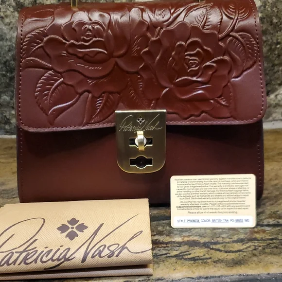 Patricia Nash Deep Red Embossed Leather Satchel - Picture 15 of 16